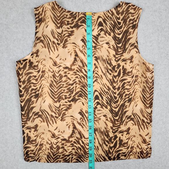 Coldwater Creek Sleeveless Silk Blouse Womens Size Medium 100% Silk Animal Print - Picture 8 of 8